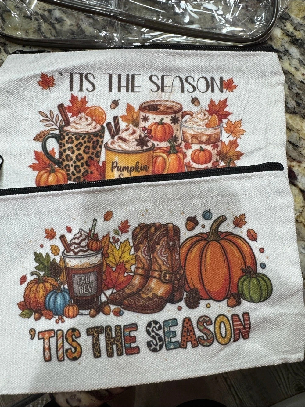 Tis the Season Pumpkin Kitchen Towels in White & Orange